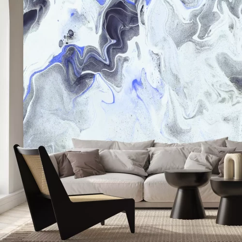 Papier peint  Marbre gris aux accents bleus