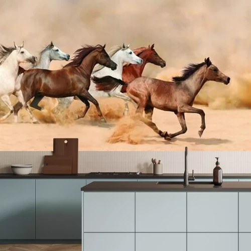 Papier peint  Chevaux qui courent dans le sable
