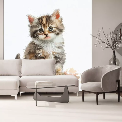 Sticker  Portrait d'un chaton gris