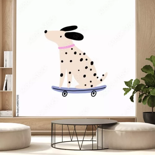 Sticker  Dalmatien sur un skateboard