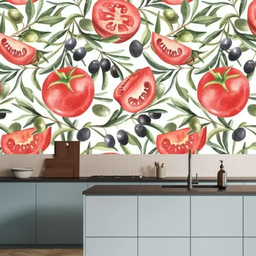 Papier peint  Tomates et olivier