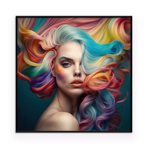 Poster  Une femme aux longs cheveux colorés