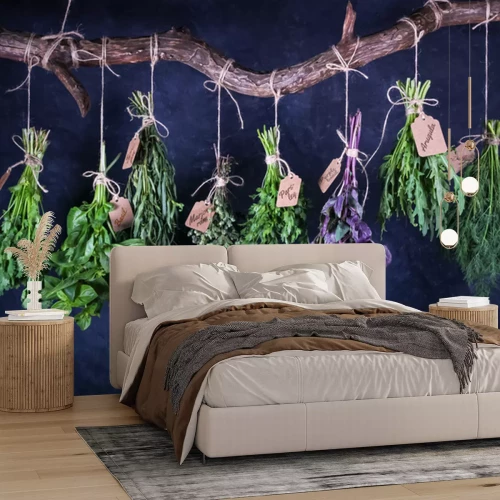 Papier peint  Bouquets d'herbes suspendus à une branche
