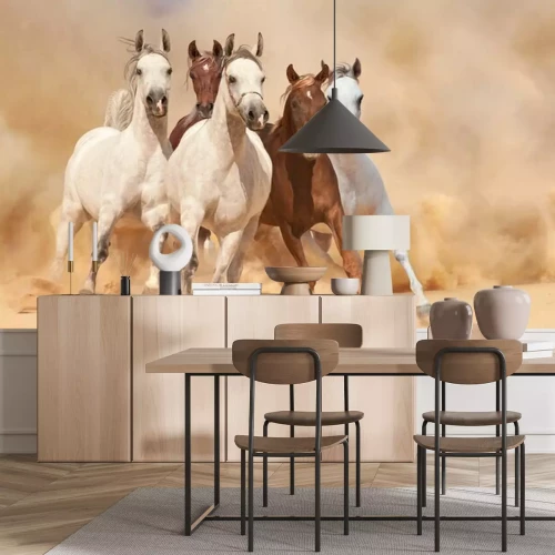 Papier peint  Groupe de chevaux qui court dans le désert