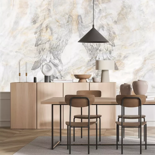 Papier peint  Ailes sur fond de marbre