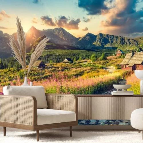 Papier peint  Lever du soleil sur le paysage montagneux des Tatras