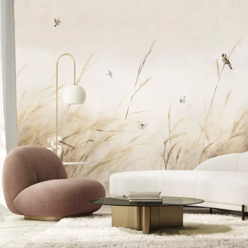 Papier peint  Pattern bird egrets and butterflies sparrow perches .