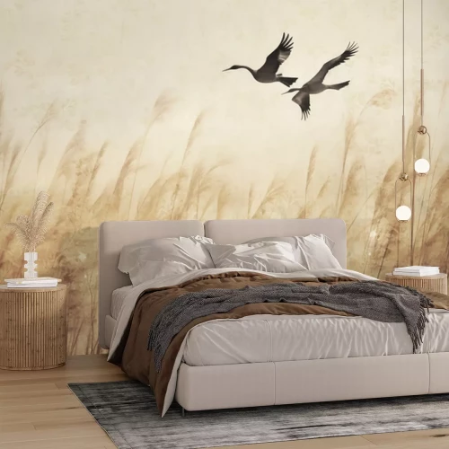 Papier peint  Flock of birds flying .