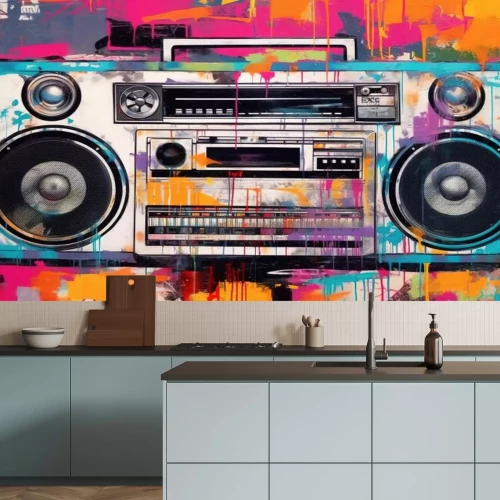 Papier peint  Radio vintage coloré dans le style pop art