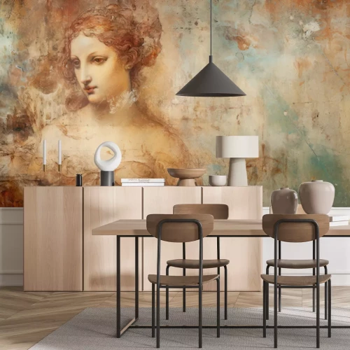 Papier peint  Portrait rétro d’une femme avec des éléments de l’art de la Renaissance