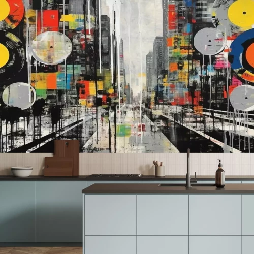 Papier peint  Disques vinyles style grunge