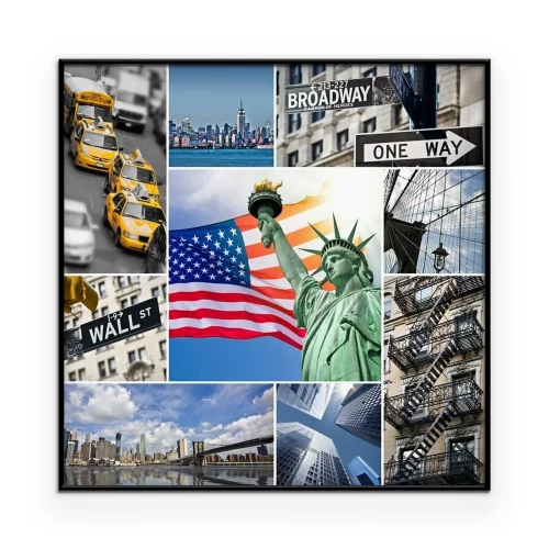 Poster  Un collage photo des symboles et attractions de New York.