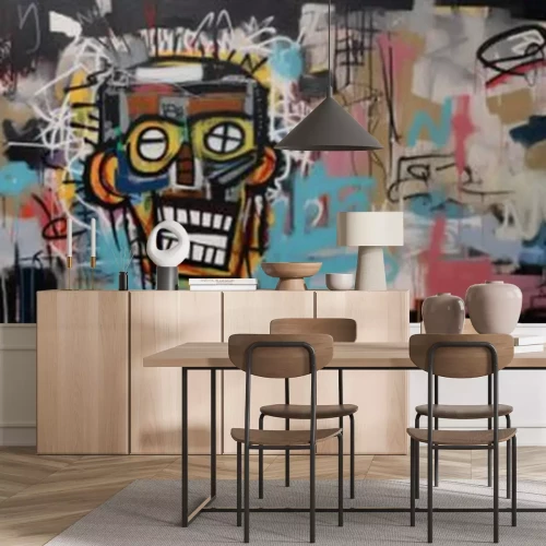 Papier peint  Graffiti avec un visage sur un vieux mur