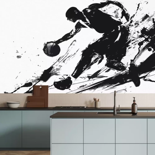 Papier peint  Aquarelle noire d'un joueur de basket