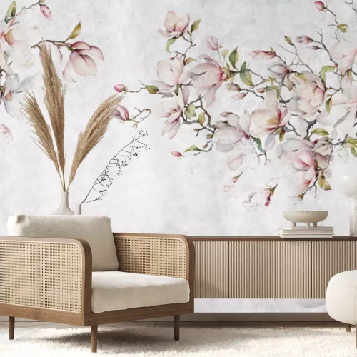 Papier peint  Fleurs de magnolia sur des branches d'arbre