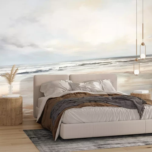 Papier peint  Neutral Ocean Landscape Vintage Oil Painting Art