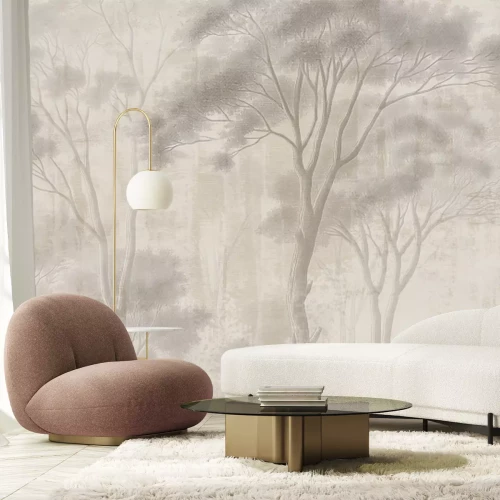 Papier peint  Paysage avec des arbres dans des tons beiges