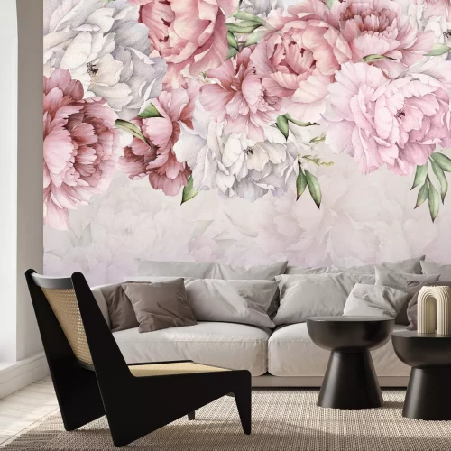 Papier peint  Fleurs de pivoines peintes