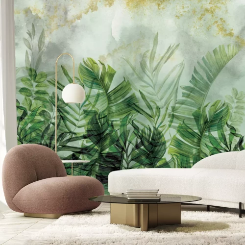 Papier peint  Aquarelle tropicale avec feuilles de palmier