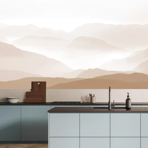 Papier peint  Paysage de montagne monochromatique