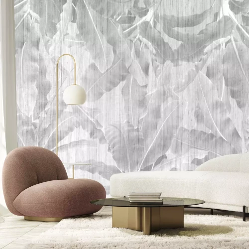 Papier peint  Bananiers tropicaux aux nuances de gris
