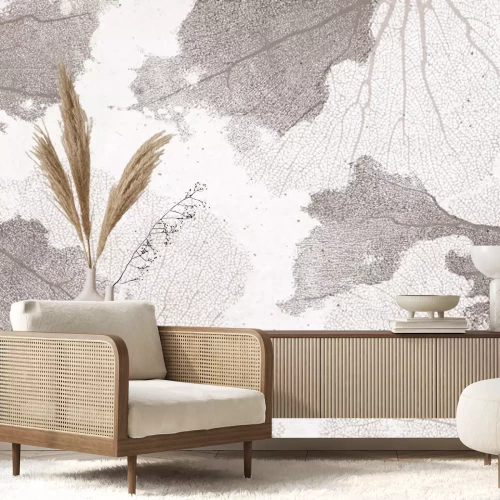 Papier peint  Coraux beiges sur fond texturé