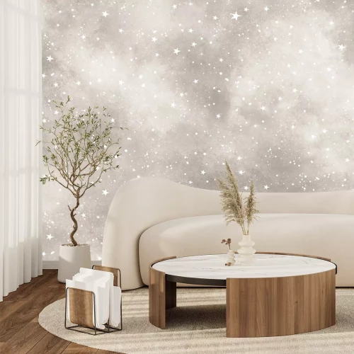 Papier peint  Étoiles sur fond beige dans un style aquarelle