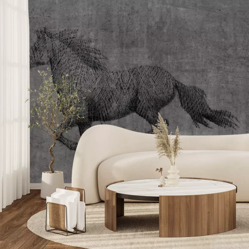 Papier peint  Cheval au galop sur un fond texturé