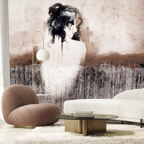 Papier peint  Une silhouette féminine sur un fond aquarelle texturé