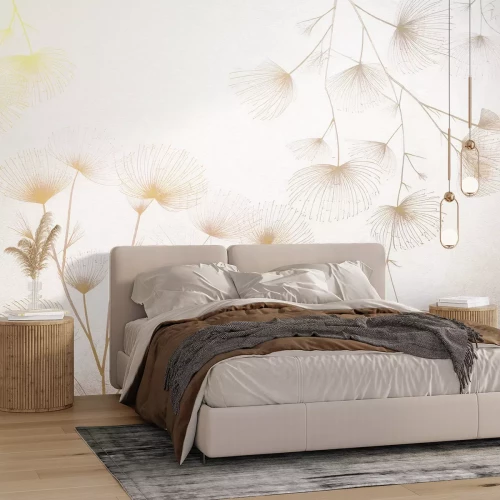 Papier peint  Fleurs sauvages sur fond texturé beige