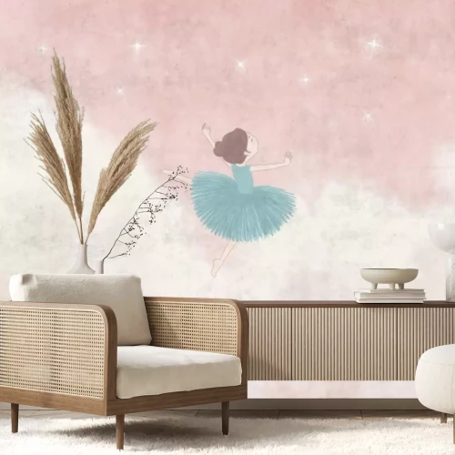 Papier peint  Une ballerine contre un ciel rose avec des nuages
