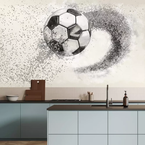 Papier peint  Ballon de football 3D sur fond aquarelle