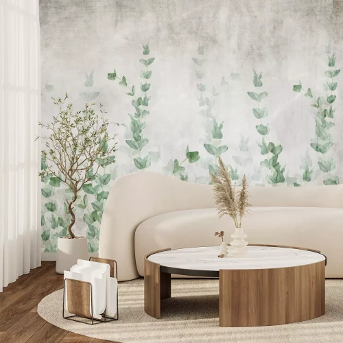 Papier peint  Lierre sur fond de béton