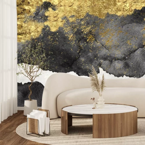 Papier peint  Fond aquarelle abstrait avec imitation or