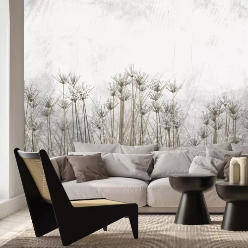 Papier peint  Plantes sauvages sur fond gris