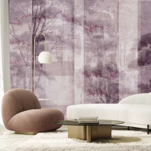 Papier peint  Composition abstraite avec un paysage forestier