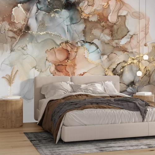 Papier peint  Composition abstraite avec marbre aquarelle