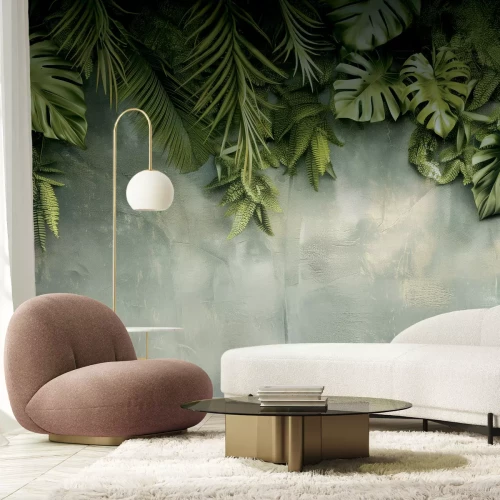 Papier peint  Composition de feuilles tropicales vertes 3D