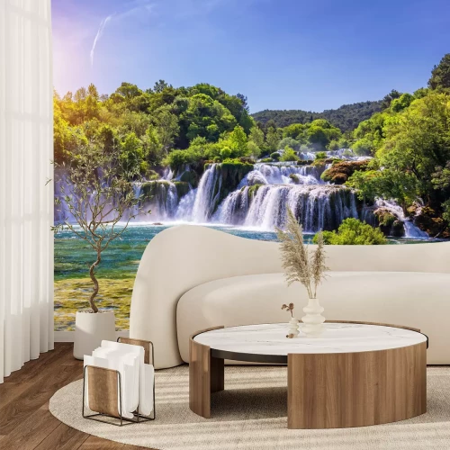 Papier peint  Paysage naturel avec une belle cascade