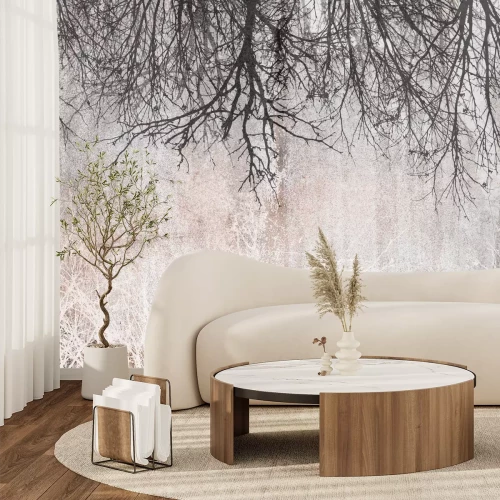 Papier peint  Branches d'arbre noires dans un motif vintage