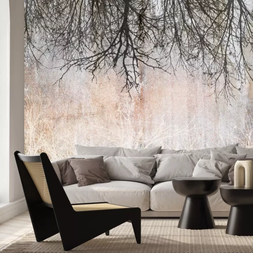 Papier peint  Une composition avec des branches d'arbres dans un motif vintage