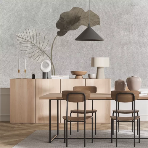 Papier peint  Motif de feuilles minimaliste sur fond de béton gris