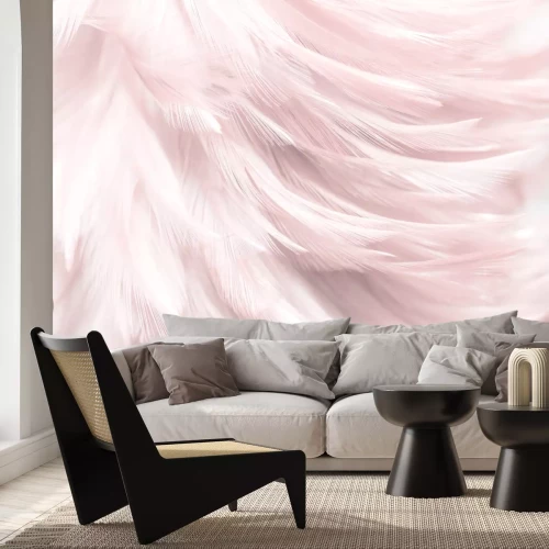 Papier peint  Gros plan sur des plumes roses en 3D