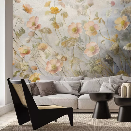 Papier peint  Motif botanique avec des fleurs vintage