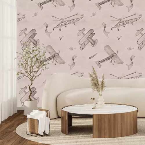 Papier peint  Avions parmi les nuages dans le ciel - modèle pour enfants