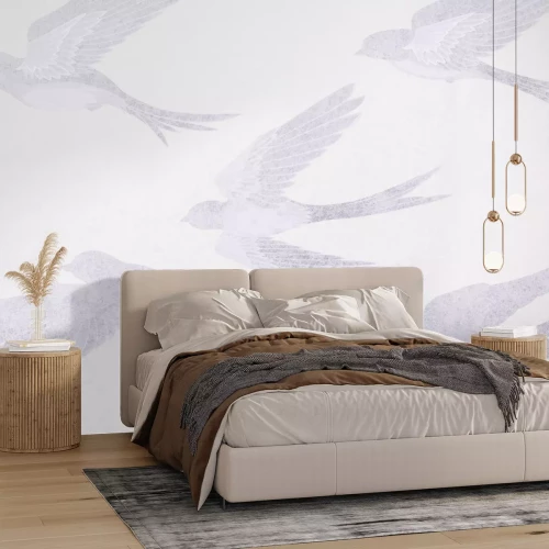 Papier peint  Hirondelles sur fond texturé