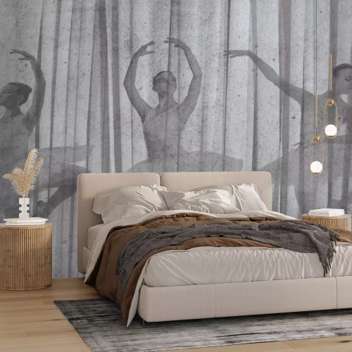 Papier peint  Ballerines dansantes sur un fond rayé texturé