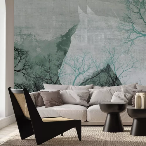 Papier peint  Portrait abstrait d'un cheval parmi les arbres