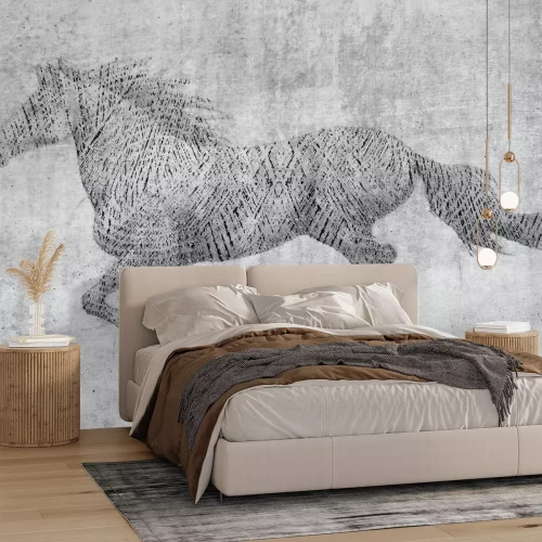 Papier peint  Motif de cheval au galop de style industriel