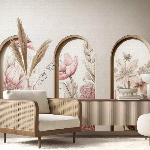 Papier peint  Fleurs en arches 3D motif botanique